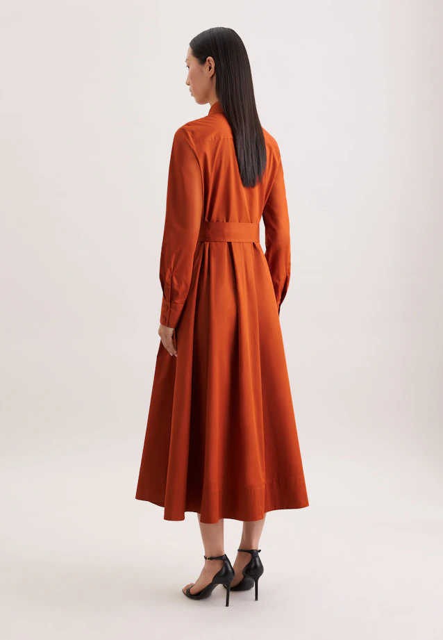 Weit schwingendes Hemdblusenkleid aus Baumwoll Twill, slim in Orange |  Seidensticker Onlineshop