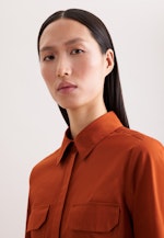 Weit schwingendes Hemdblusenkleid aus Baumwoll Twill, slim in Orange |  Seidensticker Onlineshop