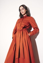 Weit schwingendes Hemdblusenkleid aus Baumwoll Twill, slim in Orange |  Seidensticker Onlineshop
