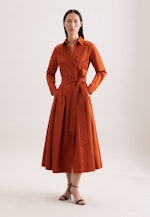 Weit schwingendes Hemdblusenkleid aus Baumwoll Twill, slim in Orange |  Seidensticker Onlineshop