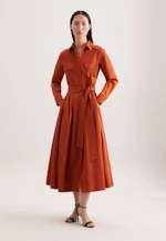 Weit schwingendes Hemdblusenkleid aus Baumwoll Twill, slim in Orange |  Seidensticker Onlineshop