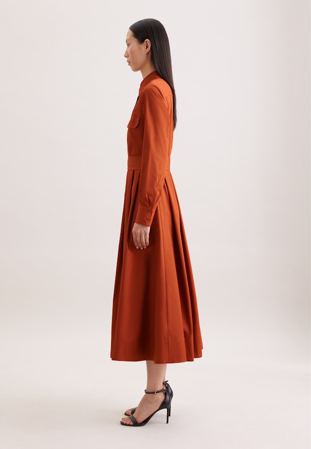 Weit schwingendes Hemdblusenkleid aus Baumwoll Twill, slim in Orange |  Seidensticker Onlineshop