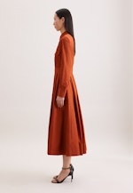 Weit schwingendes Hemdblusenkleid aus Baumwoll Twill, slim in Orange |  Seidensticker Onlineshop