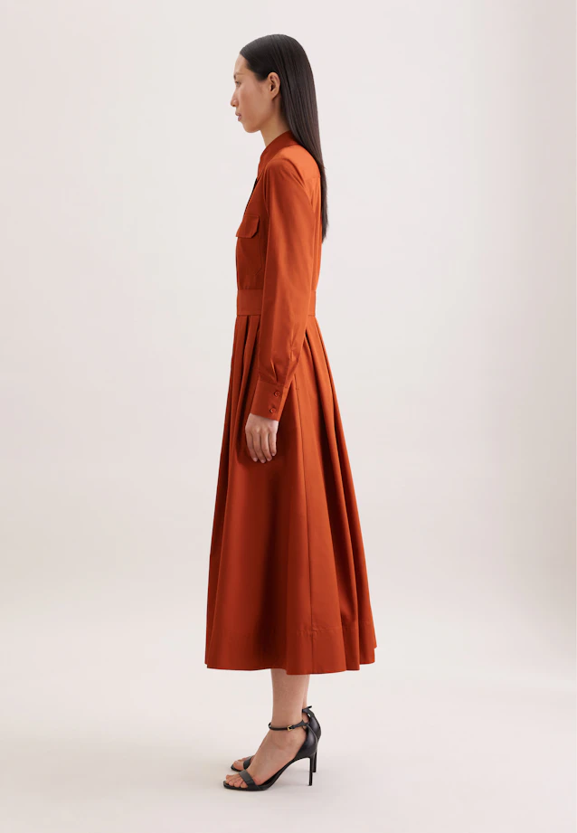 Weit schwingendes Hemdblusenkleid aus Baumwoll Twill, slim in Orange |  Seidensticker Onlineshop