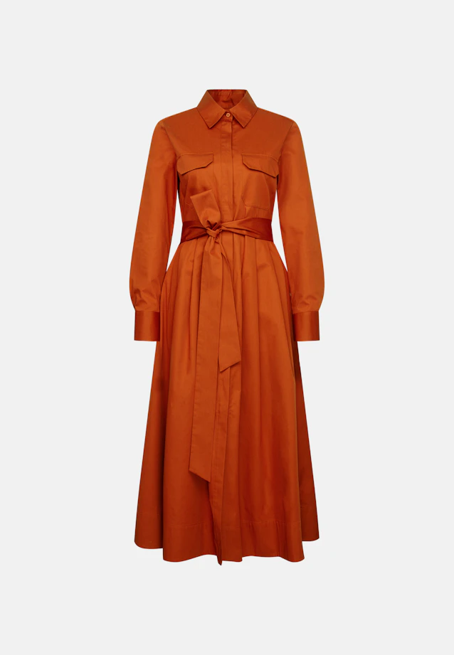 Weit schwingendes Hemdblusenkleid aus Baumwoll Twill, slim in Orange |  Seidensticker Onlineshop