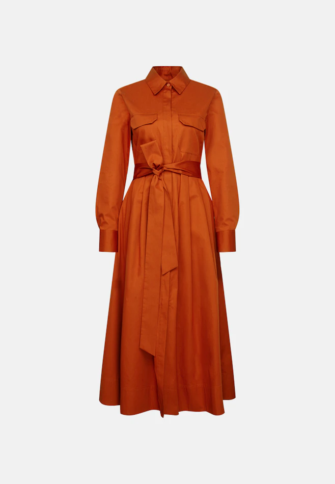 Weit schwingendes Hemdblusenkleid aus Baumwoll Twill, slim in Orange | Seidensticker Onlineshop