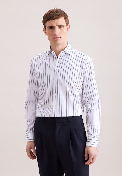 Regular Business shirt Stripes in Mittelblau |  Seidensticker Onlineshop