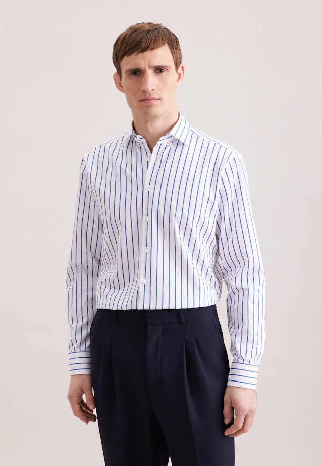 Regular Business shirt Stripes in Mittelblau |  Seidensticker Onlineshop