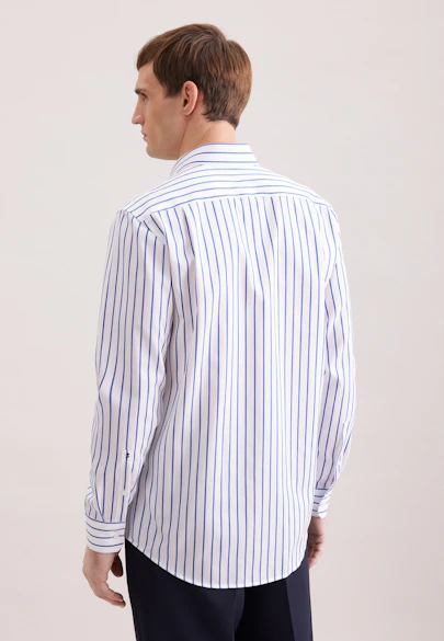 Regular Business Hemd Gestreift in Mittelblau |  Seidensticker Onlineshop