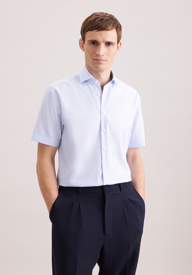 Regular Chemise d'affaires Structure dans Bleu Moyen | Boutique en ligne Seidensticker