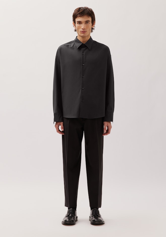 Oversized Boxy Hemd mit Wolle in Schwarz | Seidensticker Onlineshop