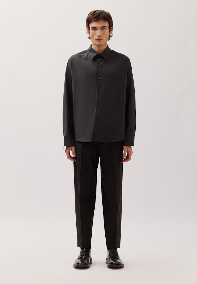 Oversized Boxy Hemd mit Wolle in Schwarz | Seidensticker Onlineshop