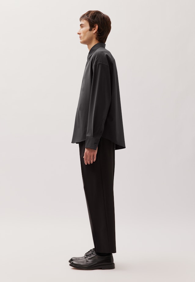 Oversized Boxy Hemd mit Wolle in Schwarz |  Seidensticker Onlineshop