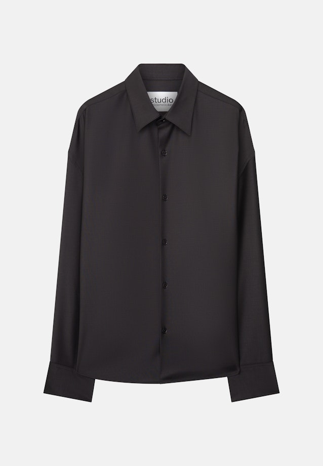 Oversized Boxy Hemd mit Wolle in Schwarz |  Seidensticker Onlineshop