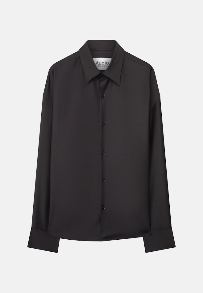 Oversized Boxy Hemd mit Wolle in Schwarz | Seidensticker Onlineshop