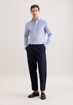 Slim Linen shirt Print in Mittelblau |  Seidensticker Onlineshop