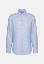 Slim Linen shirt Print in Mittelblau |  Seidensticker Onlineshop