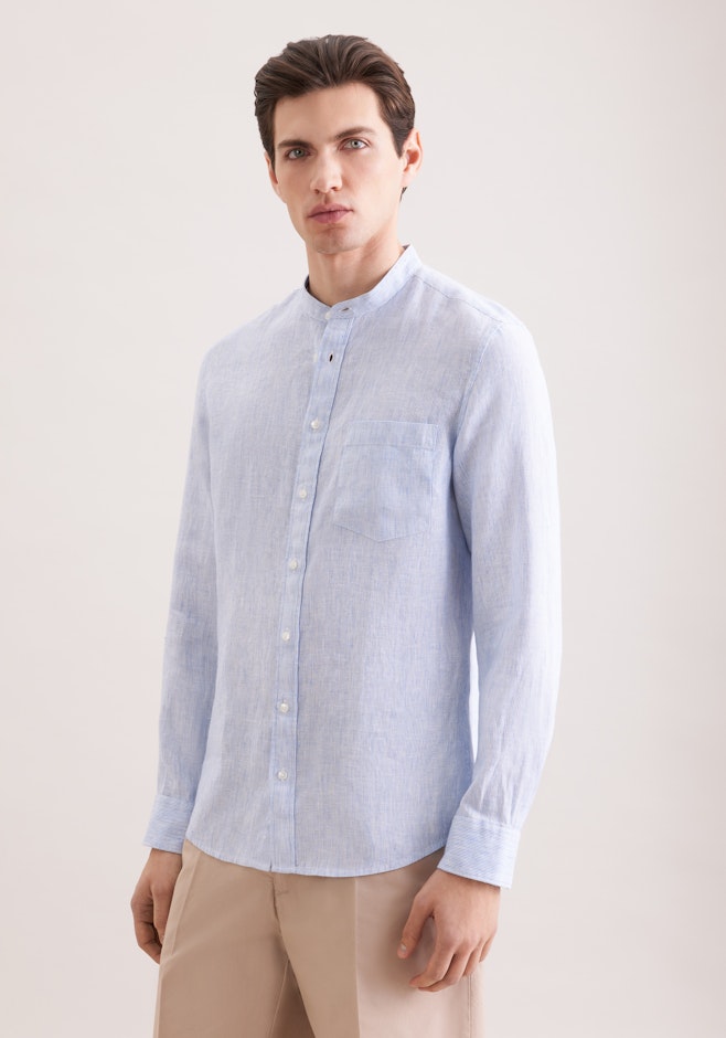 Slim Chemise en lin Rayures dans Bleu Moyen | Boutique en ligne Seidensticker