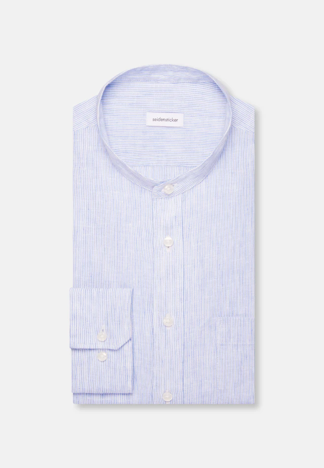 Slim Leinenhemd Gestreift in Mittelblau | Seidensticker Onlineshop