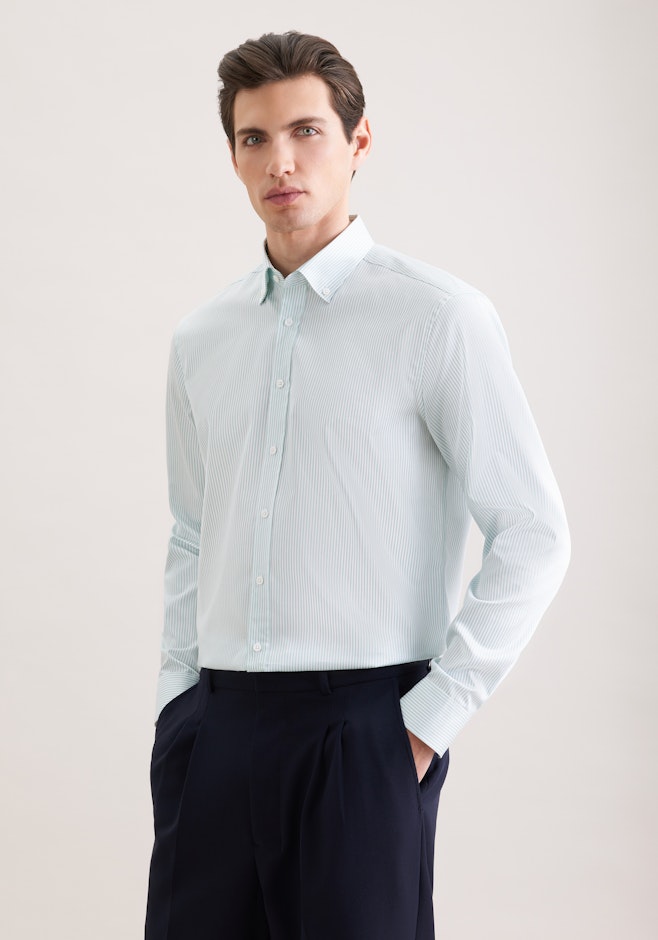 Regular Business Hemd Gestreift in Grün | Seidensticker Onlineshop