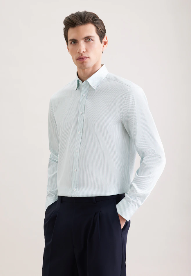 Regular Business Hemd Gestreift in Grün | Seidensticker Onlineshop