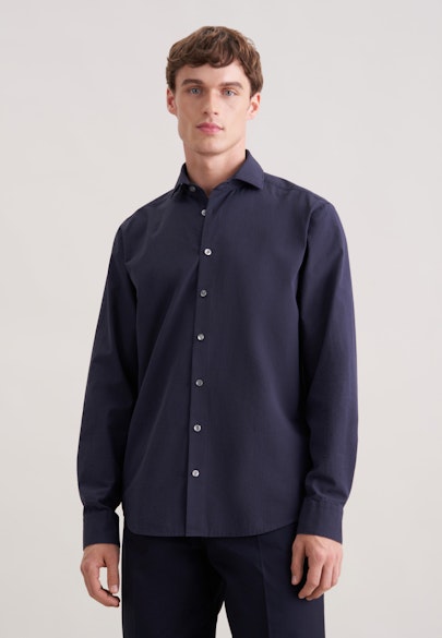 Regular Chemise décontractée Uni in Bleu Foncé |  Seidensticker Onlineshop