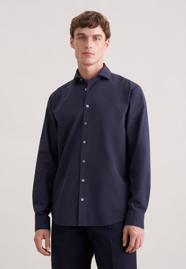 Regular Casual Hemd Uni in Dunkelblau |  Seidensticker Onlineshop