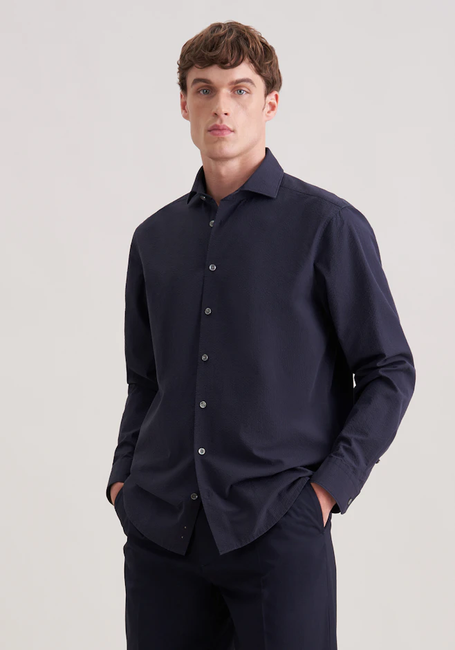 Regular Casual Hemd Uni in Dunkelblau | Seidensticker Onlineshop