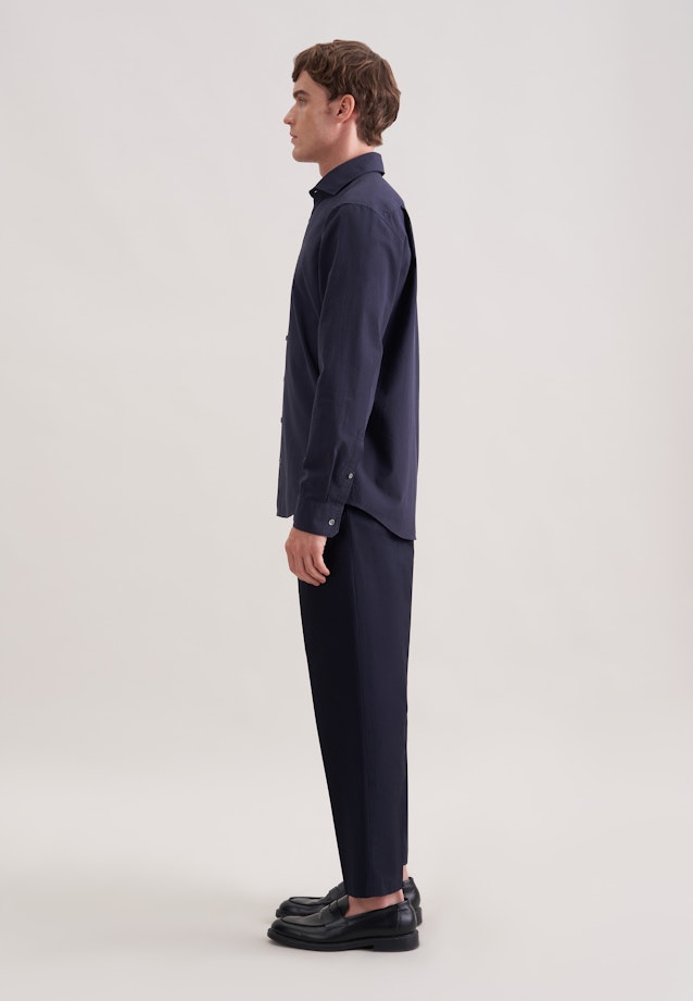 Regular Chemise décontractée Uni in Bleu Foncé |  Seidensticker Onlineshop