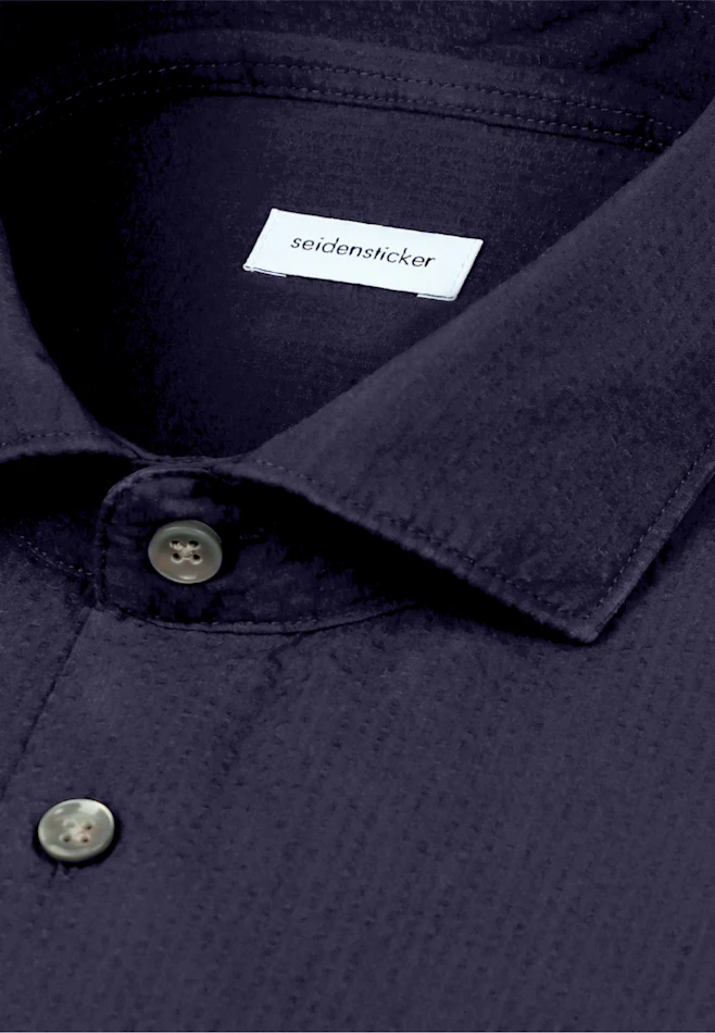 Regular Chemise décontractée Uni dans Bleu Foncé | Boutique en ligne Seidensticker
