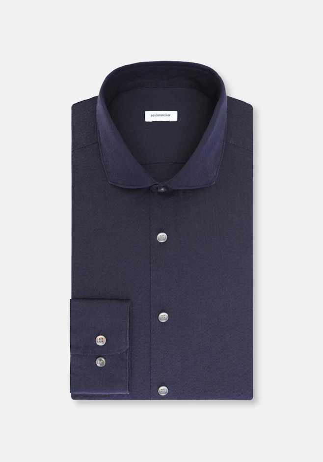Regular Chemise décontractée Uni dans Bleu Foncé | Boutique en ligne Seidensticker