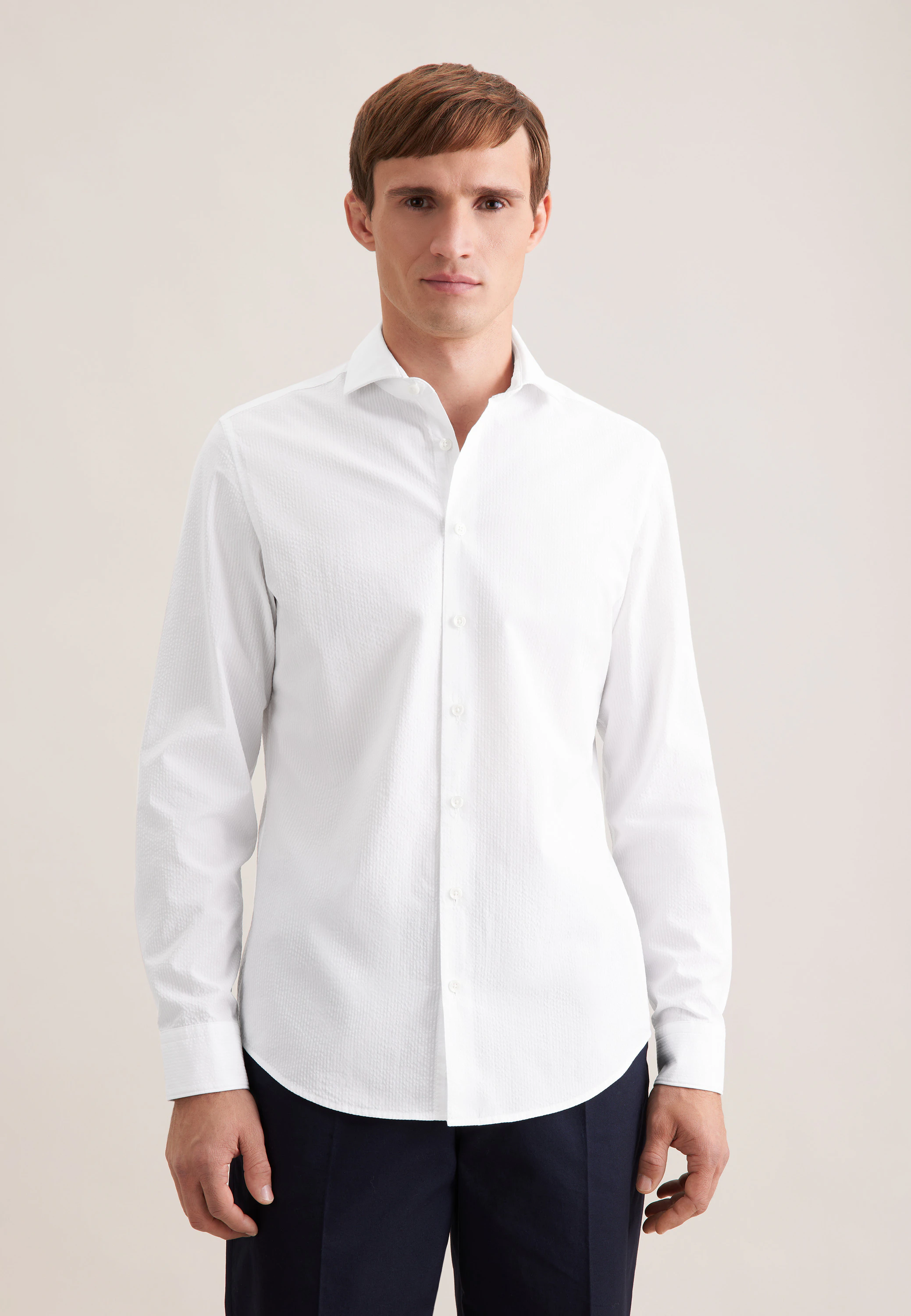 Slim Casual Hemd Uni Weiß