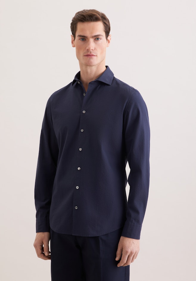 Slim Casual Hemd Uni in Dunkelblau | Seidensticker Onlineshop