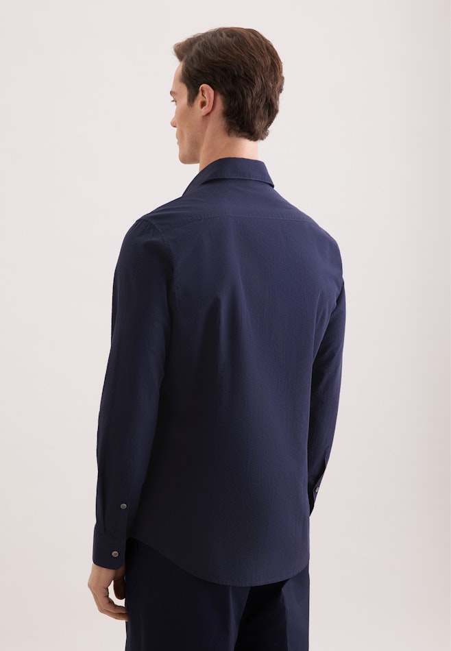 Slim Chemise décontractée Uni dans Bleu Foncé | Boutique en ligne Seidensticker