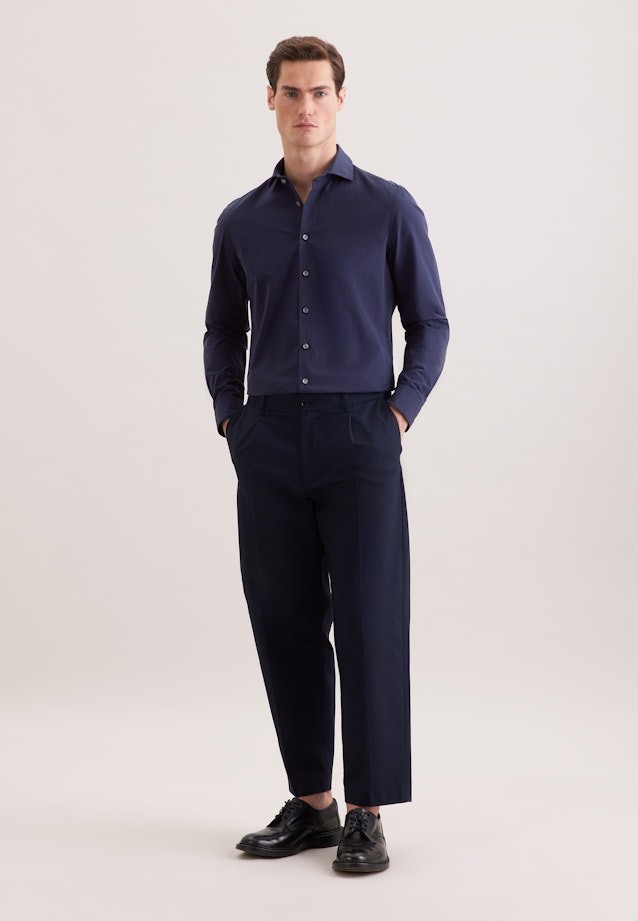 Slim Chemise décontractée Uni in Bleu Foncé |  Seidensticker Onlineshop