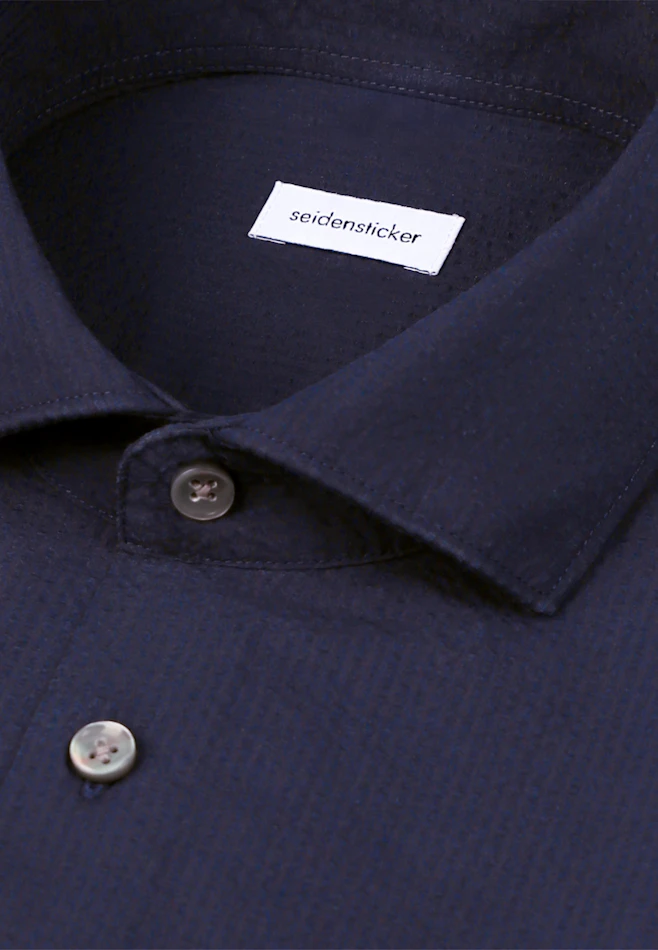 Slim Chemise décontractée Uni dans Bleu Foncé | Boutique en ligne Seidensticker