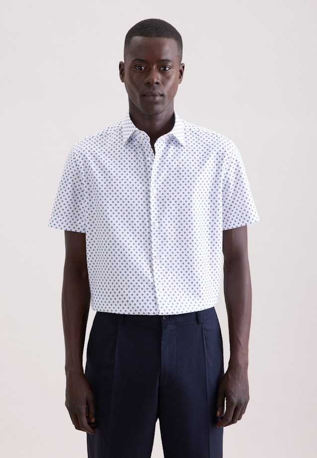 Slim Business shirt Print in Mittelblau |  Seidensticker Onlineshop