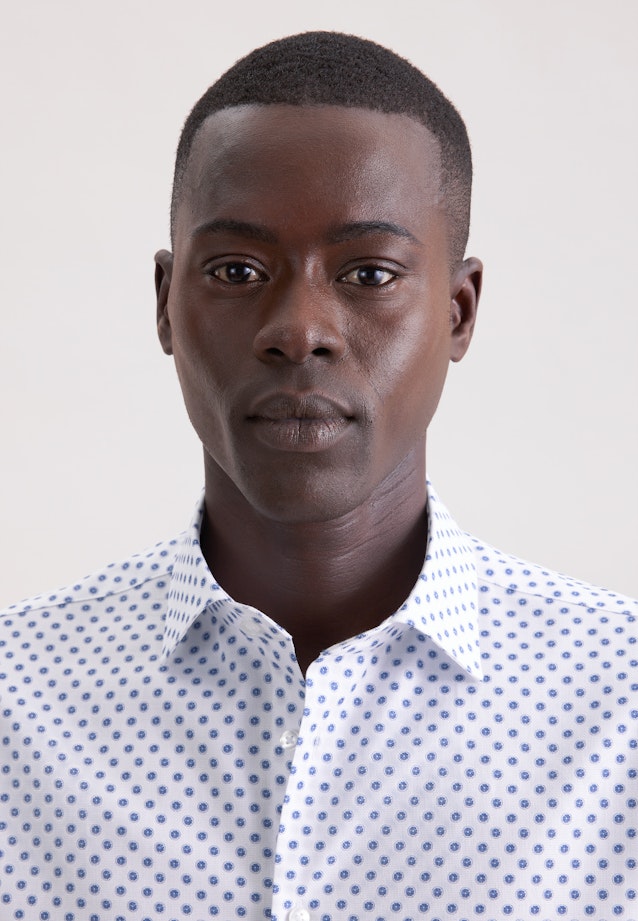 Slim Business shirt Print in Mittelblau |  Seidensticker Onlineshop