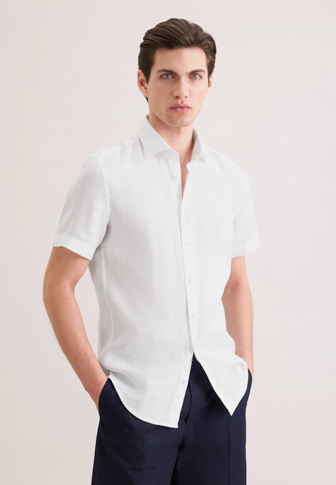 Shaped Chemise en lin Uni dans Blanc | Boutique en ligne Seidensticker