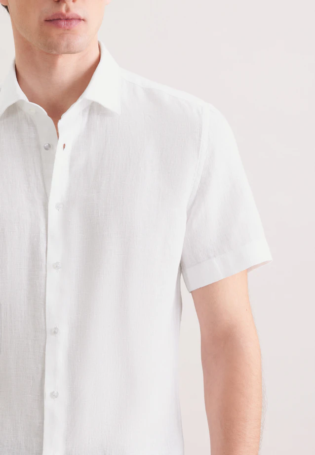 Shaped Chemise en lin Uni in Blanc |  Seidensticker Onlineshop