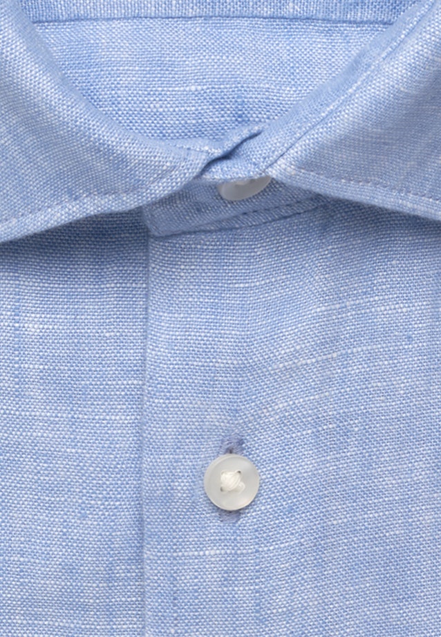 Shaped Leinenhemd Uni in Mittelblau |  Seidensticker Onlineshop