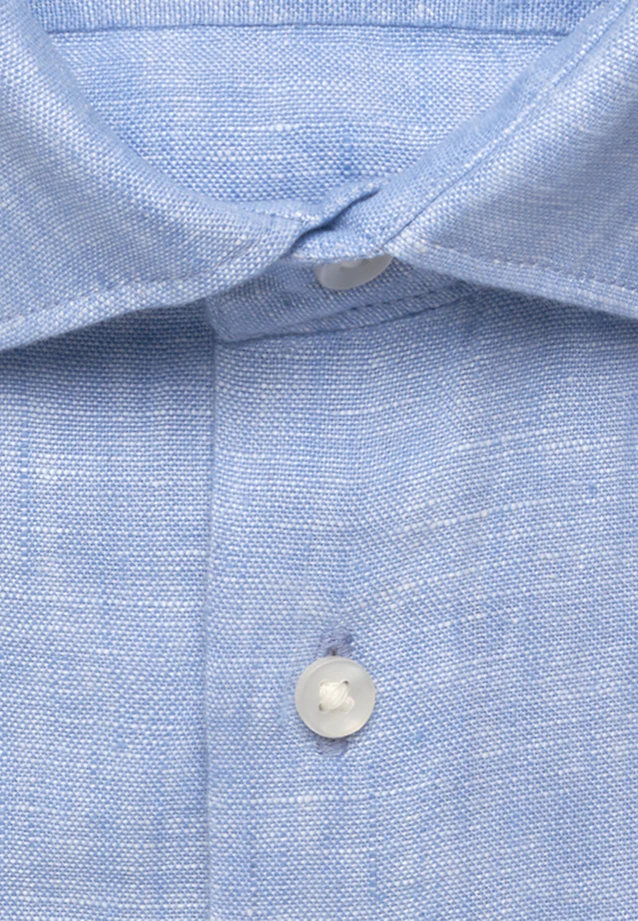 Shaped Chemise en lin Uni in Bleu Moyen |  Seidensticker Onlineshop