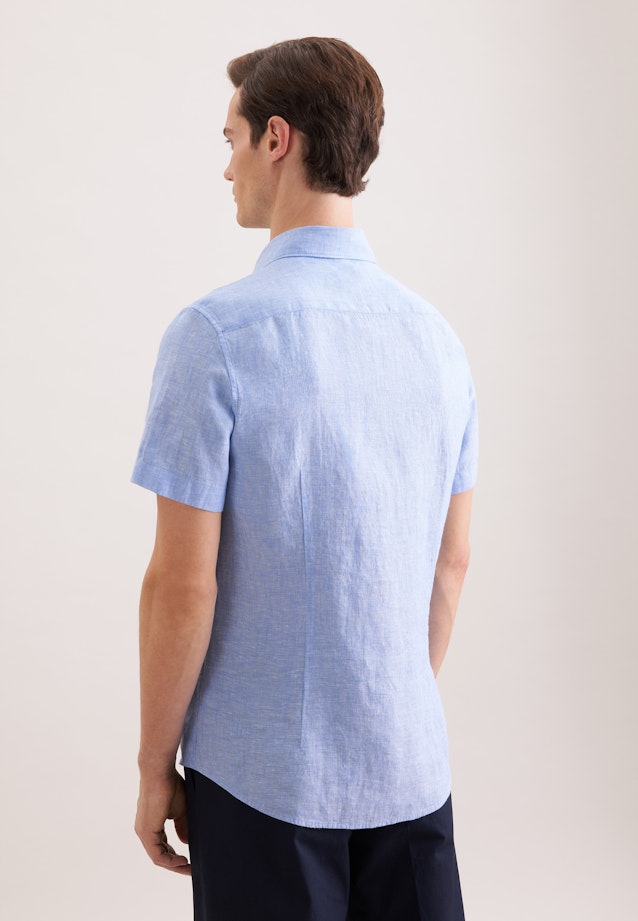 Shaped Leinenhemd Uni in Mittelblau |  Seidensticker Onlineshop