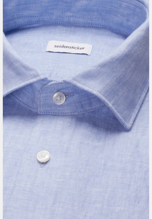 Shaped Leinenhemd Uni in Mittelblau |  Seidensticker Onlineshop