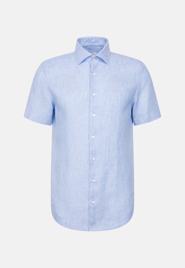 Shaped Leinenhemd Uni in Mittelblau |  Seidensticker Onlineshop