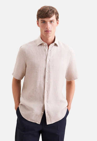 Shaped Leinenhemd Uni in Beige |  Seidensticker Onlineshop