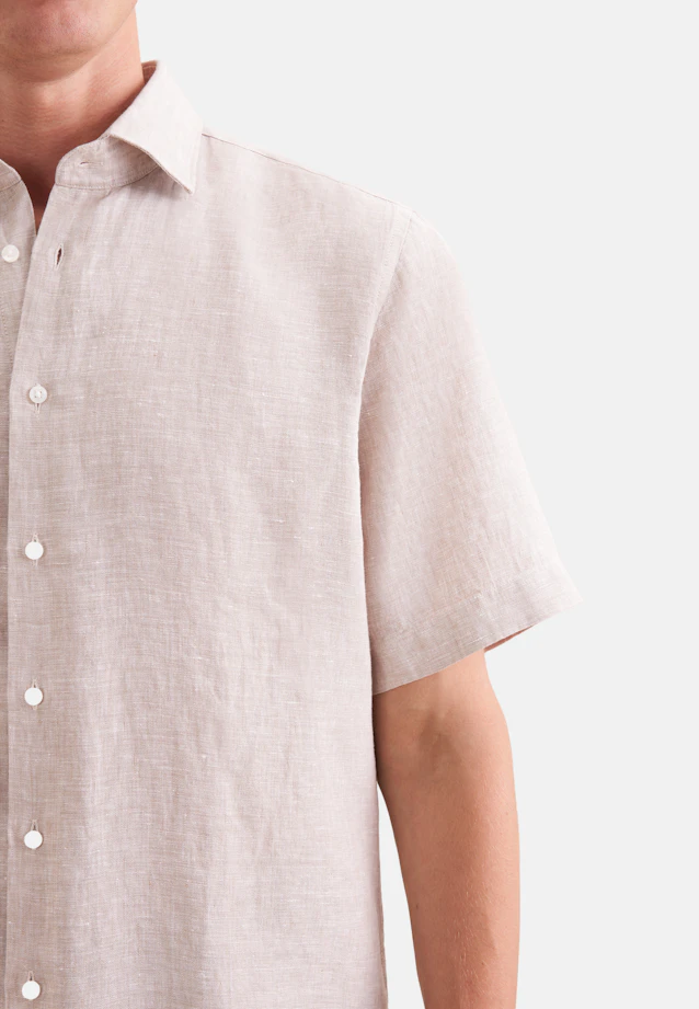 Shaped Chemise en lin Uni in Beige |  Seidensticker Onlineshop