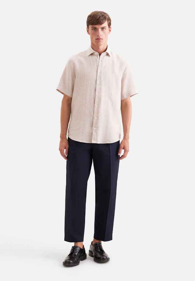 Shaped Leinenhemd Uni in Beige |  Seidensticker Onlineshop