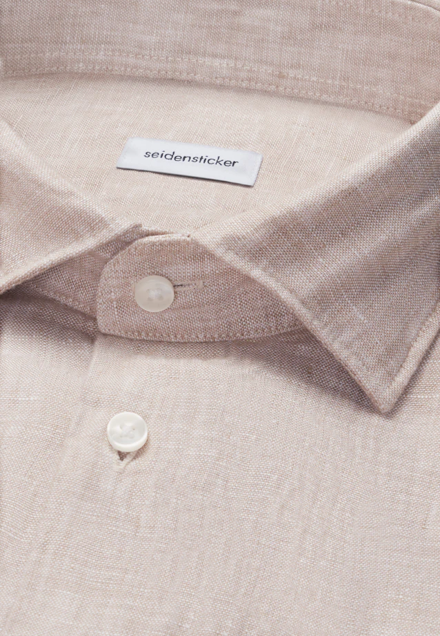 Shaped Chemise en lin Uni in Beige |  Seidensticker Onlineshop