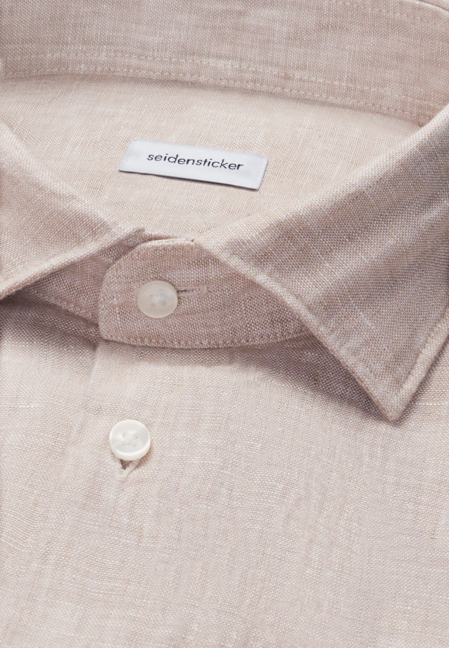 Shaped Leinenhemd Uni in Beige |  Seidensticker Onlineshop